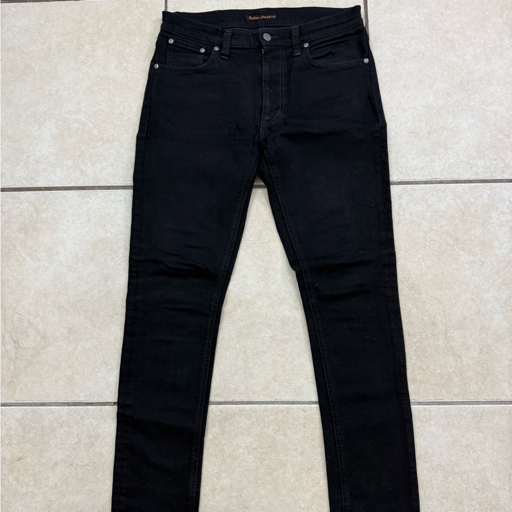 Men's Nudie Jeans Lean Dean Black Denim 31 Waist 32 Inseam Skinny Fit